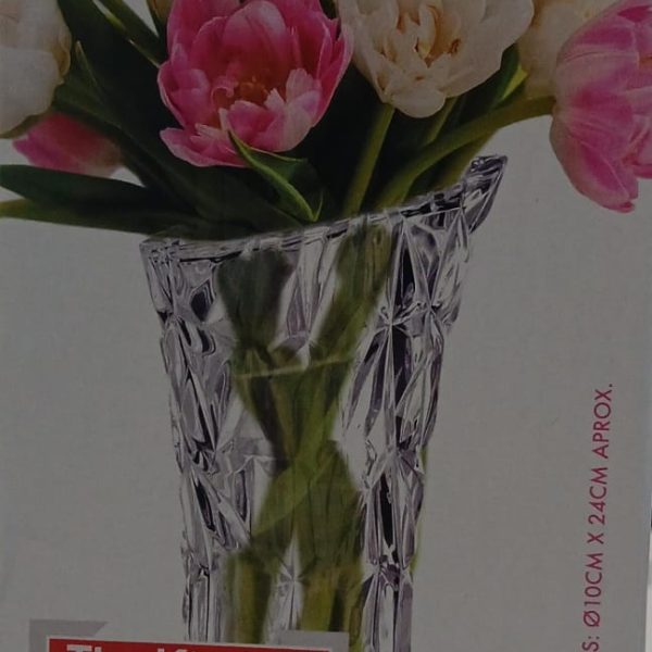 Florero vidrio labrado 24 cm en caja- 76610