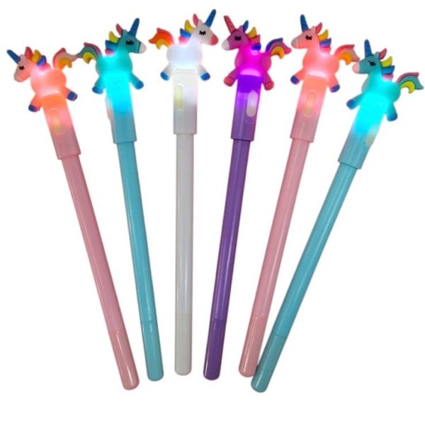 Lapicera infantil con luz, capuchon unicornio-0427