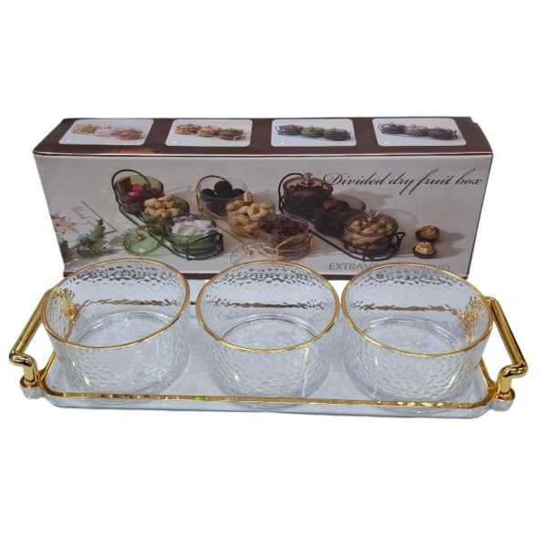 Salcera-Copetinera vidrio con bandeja copetinera con asas- 04443