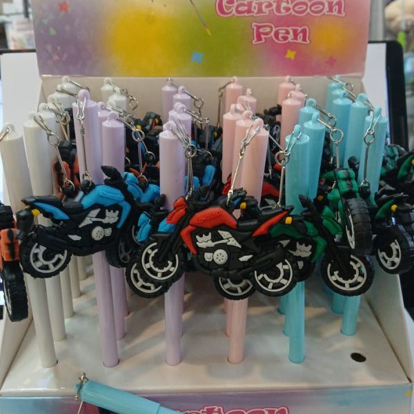 Lapicera infantil con dige  moto de goma colgante- 00021