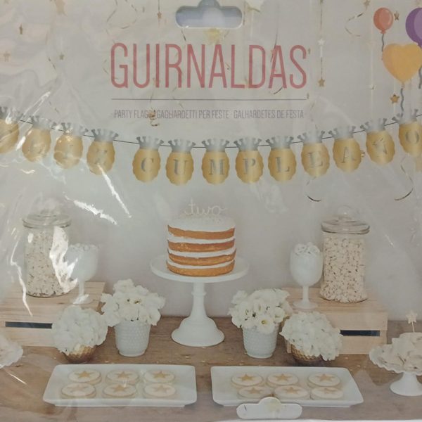 Guirnalda FELIZ CUMPLEAÑOS bicolor dorada y plateeada- 20125