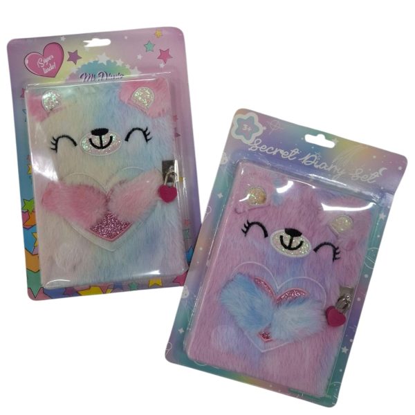 Diario intimo peluche  con candado 21x14  en blister- 03302