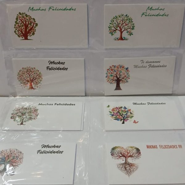 Tarjetitas personales x 100 Arbol de la Vida "muchas felicidades- 32145A