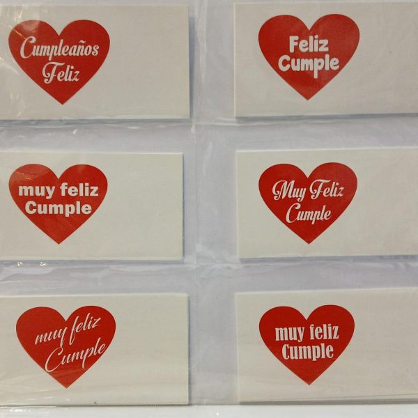 Tarjetitas personales x 100u corazon rojo FELIZ CUMPLEAÑOS- 32161FC
