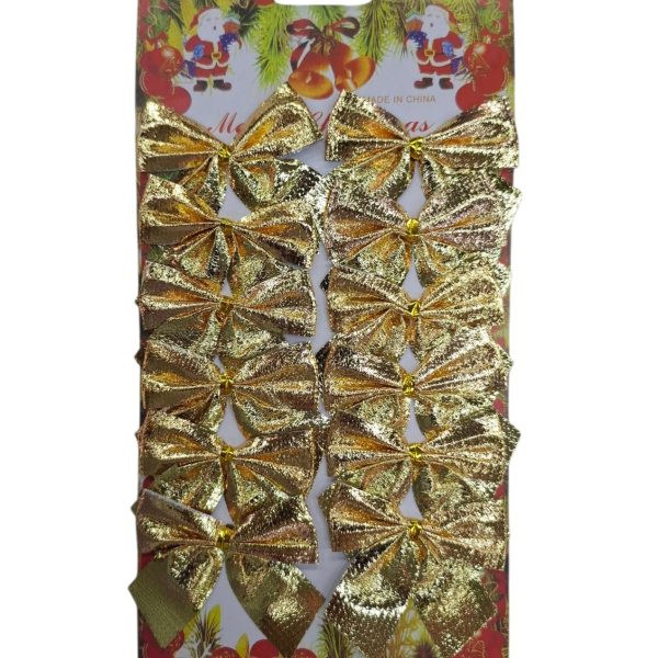 Moños 6 cm x 12u Dorados en blsiter- 80032