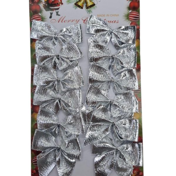 Moños 6 cm x 12u Plateados  en blsiter-80391