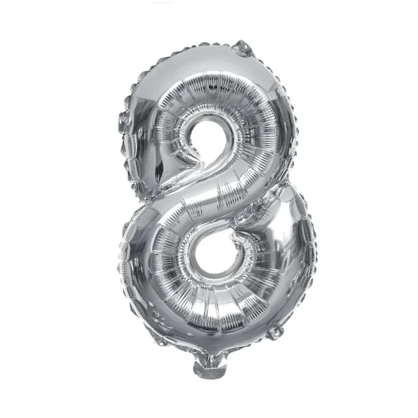 Globo 80 cm Plateado N°8 metalizado - 13961