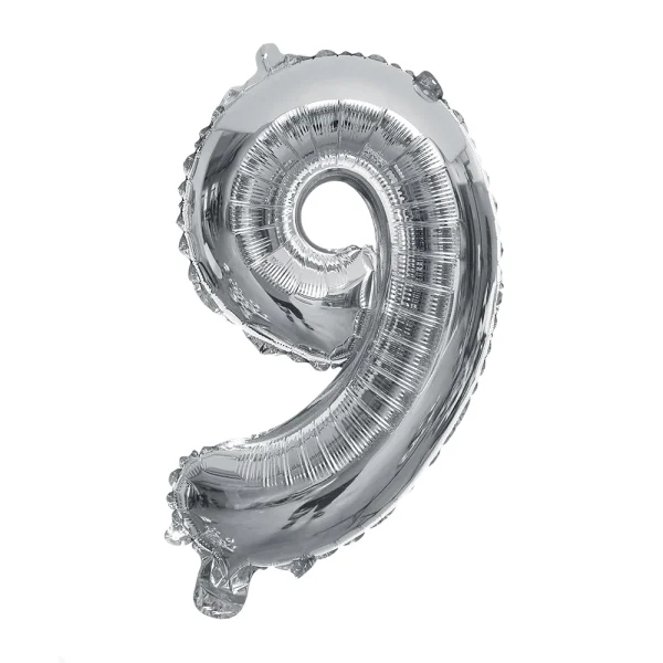 Globo 80 cm Plateado N°9 metalizado -13962