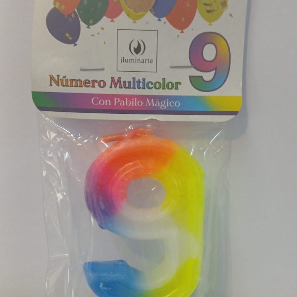 Vela de Cumpleaños 9 cm multicolor N° 9-02423