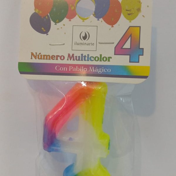 Vela de Cumpleaños 9 cm multicolor N° 4- 02379