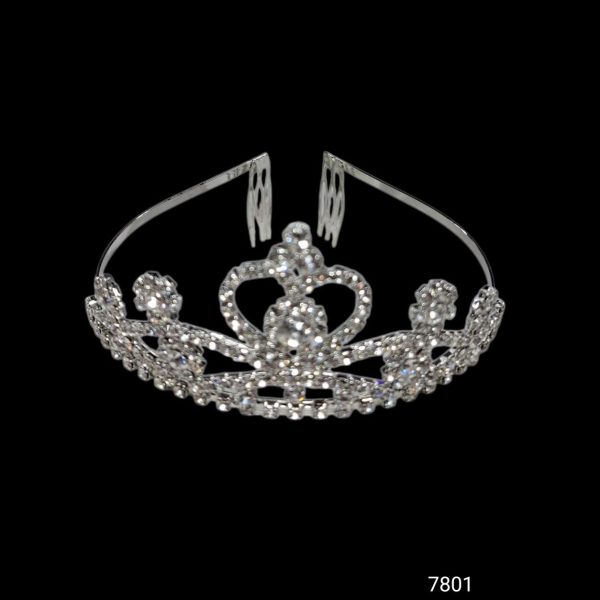 Tiara plateada STRASS- 7801