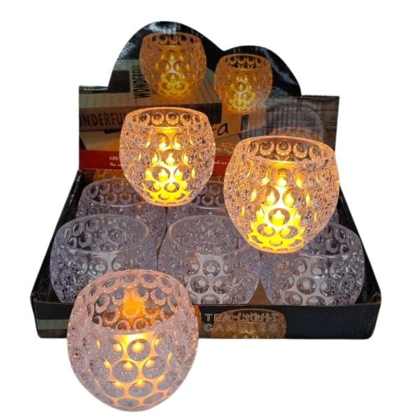 Porta vela acrilico con vela led incorporada- 48328