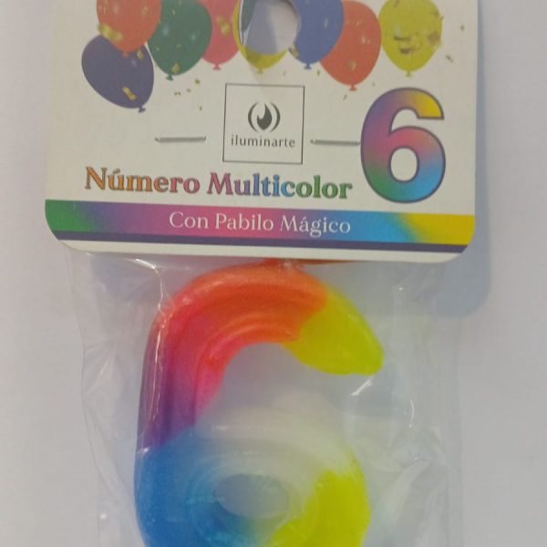 Vela de Cumpleaños 9 cm multicolor N° 6- 02393