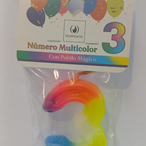 Vela de Cumpleaños 9 cm multicolor N° 3-02362