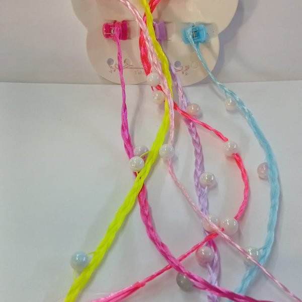 broches mini x 6 extensiones fluor con perlas- 1697