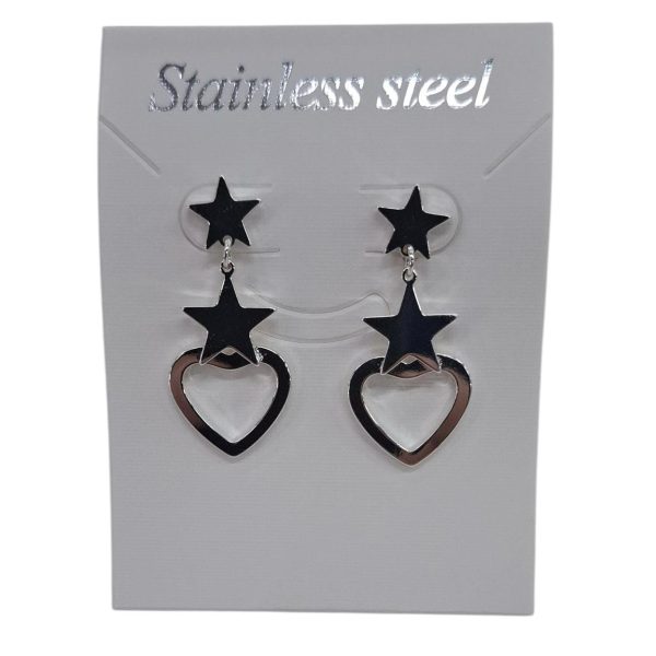 Aro acero blanco estrellas con corazon - 14614