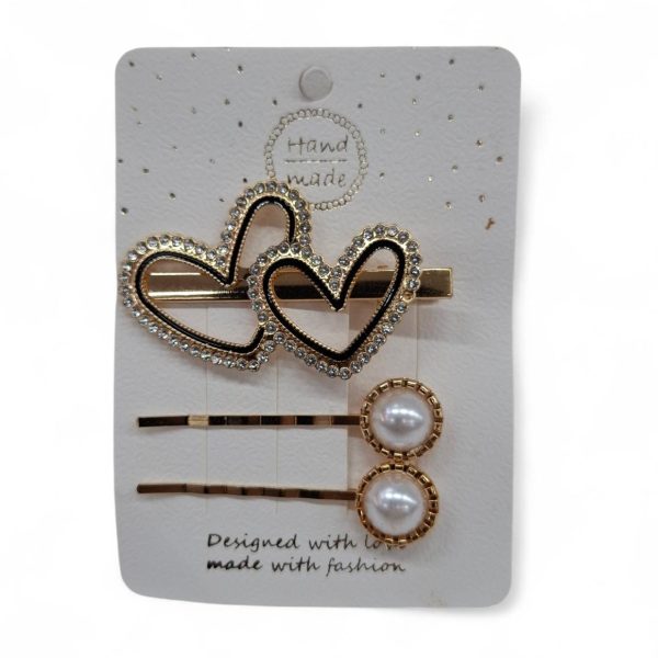 Invisibles x2 + pico con aplique perlas y strass- 12120