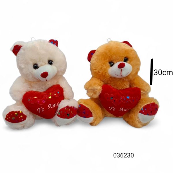 Oso peluche 30 cm con corazo TE AMO bordado-036230