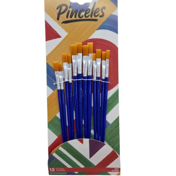 Pincel chato x 12 en blister- 99307