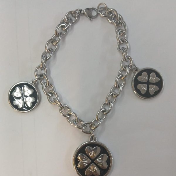 pulseraa acero con dige trebol 4 hojas- 11844