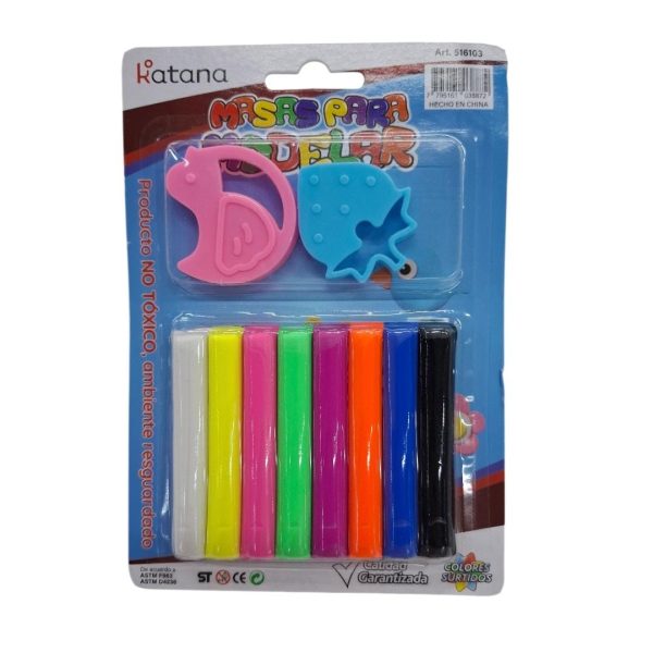 Masa para modelar x8 colores + 2 moldes blister-38872