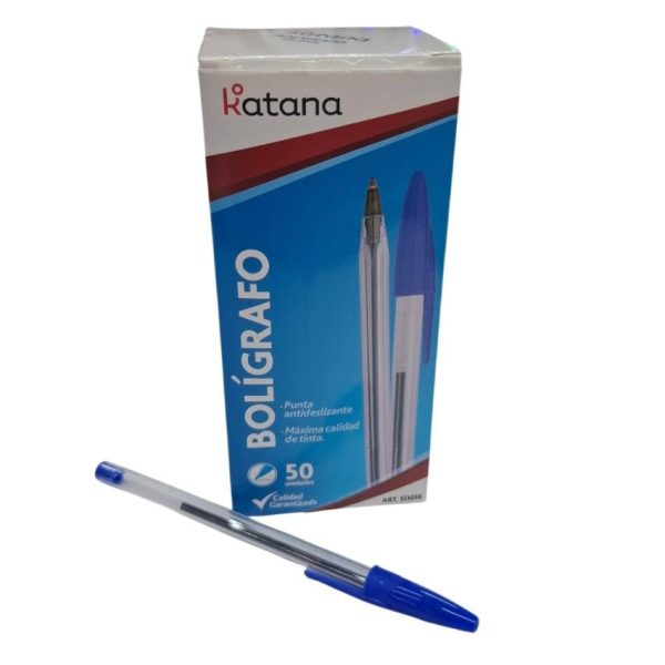 Boligrafo transparente tinta AZUL x 50u en caja-86502