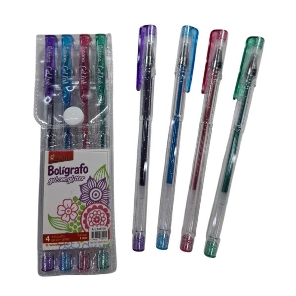 Boligrafo gel con glitteres x 4 - 85413