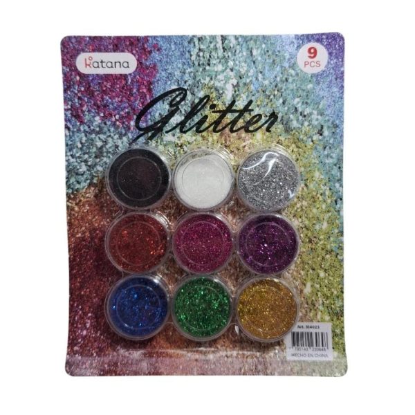 Glitters x 9 colores en frasquitos en blister- 30648