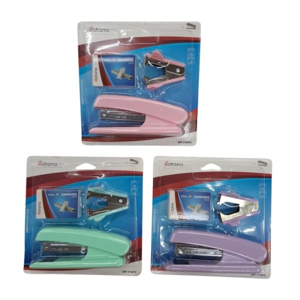 Set abrochadora 12 cm 24/6 + ganchos 24/6 + saca ganchos en blister- 98111