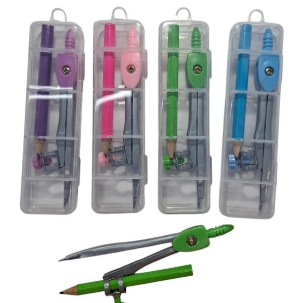 Compas metal con lapiz en estuche- 20833