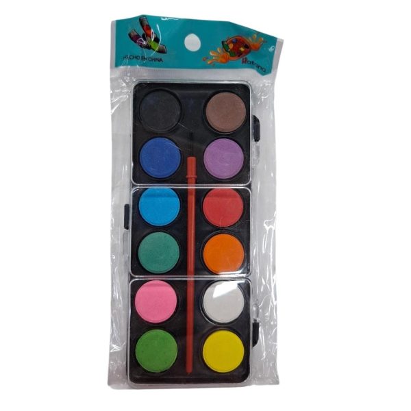acuarela x 12 colores maatte en estuche acrilico + pincel-45226