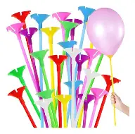 Palitos para globos con copito 40 cm x 10u-  color y blancos -00023