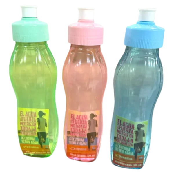 Botella plastica 600ml tapa doble push- 15615