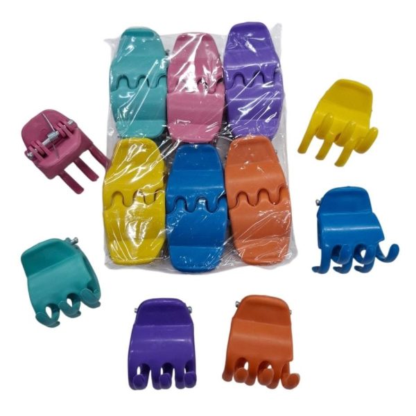 Broche 3 dientes mediano surt color x 12u- 10214