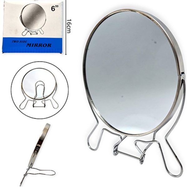 Espejo doble faz 6" con aumento marco metal-33241