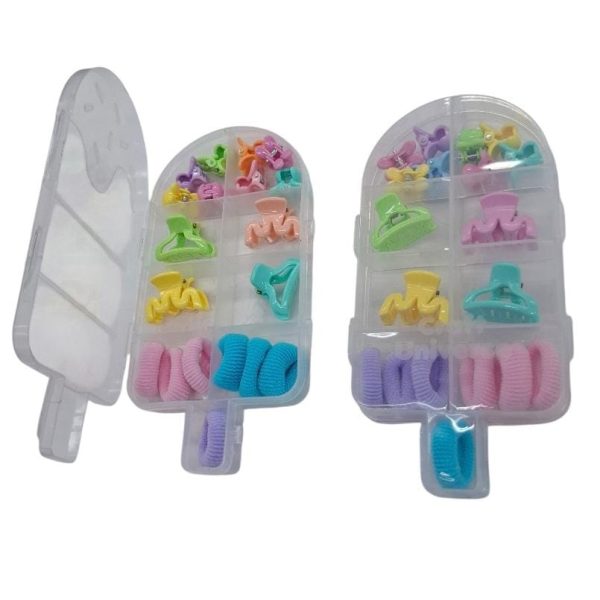 Acces. pelo infantil x 19 pzas en estuche forma helado- 261099