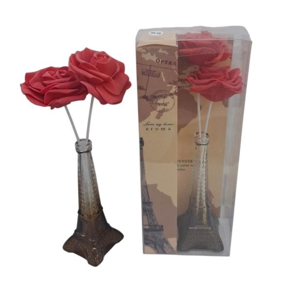 Adorno vidrio con flor torre Eiffel- 00656