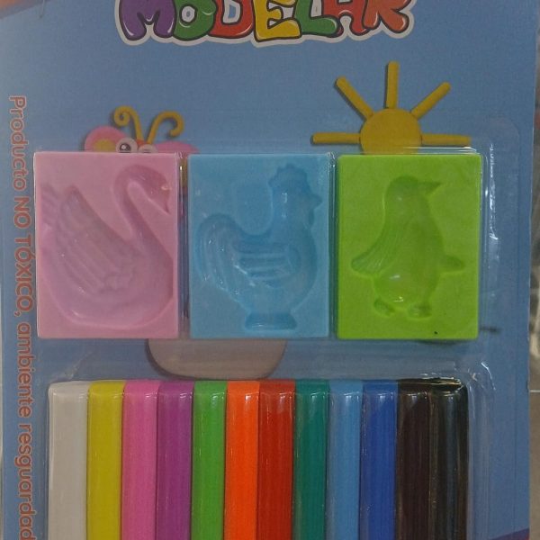 Masas para modelar x 12 colores +3 moldes- 008815