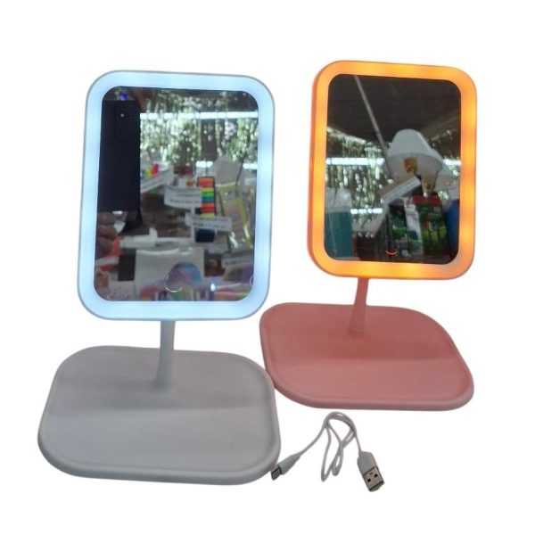 Espejo con luz led carga usb- luz intercambiamble CON PIE- 08420