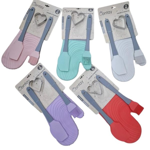 Set silicona 3 pzas + 1 cortante acero- 08725