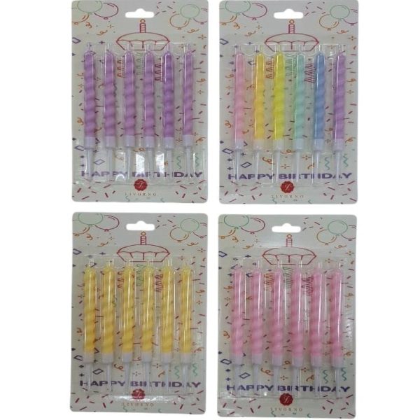 Velas de cumpleaños torneadas 11 cm  x 6u- 08881