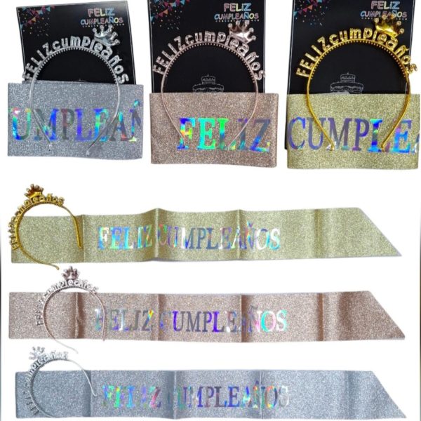 Banda FELIZ CUMPLEAÑOS ´vincha en blister- 06742