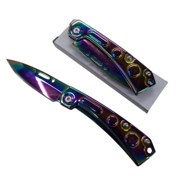 Navaja metal tornasolado plegable -17140