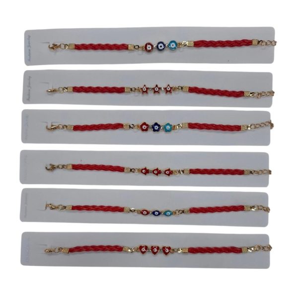 Pulsera trenzada con 3 diges ojito de la suerte- 18187