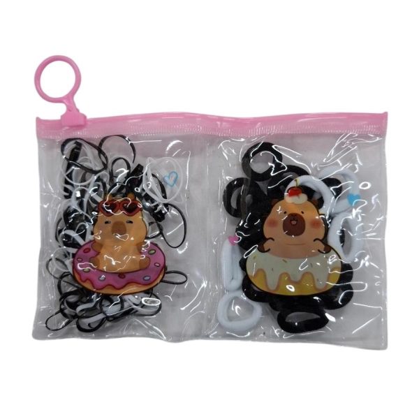 COLITAS MINI +´TERMINALES DE TRENZA NEGRAS Y BLANCAS  EN ESTUCHE CON CIERRE-19036