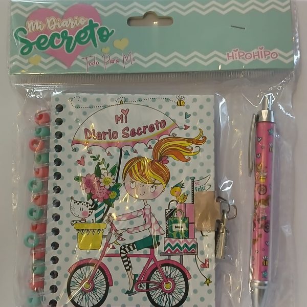 Diario intimo 14x11 con candado y lapicera- 20246