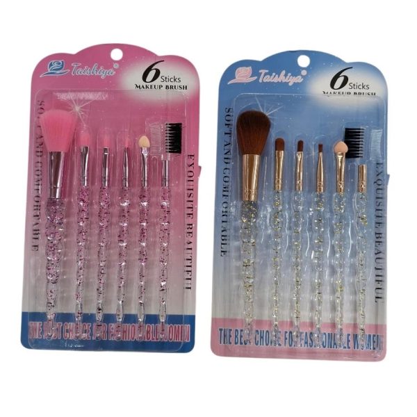 Set de brochas para maquillajes x 6 mango acrilico transp.- 21011