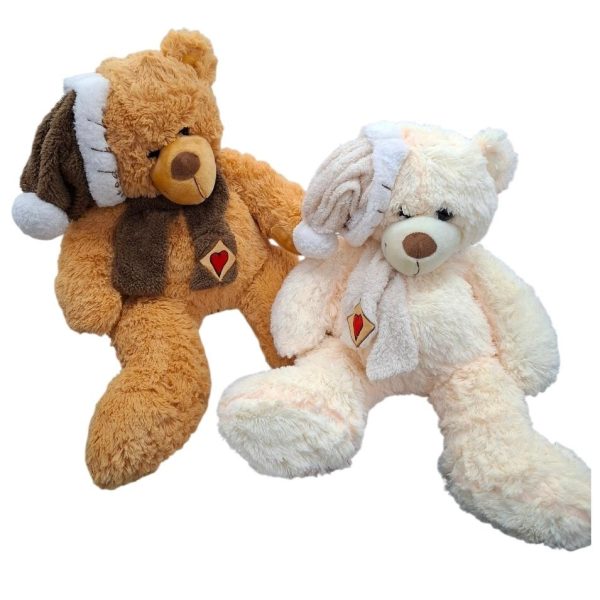 Oso peluche 40 cm con gorro y bufanda- 3097