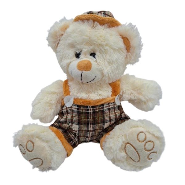 Oso 25 cm con pantalon y gorra escocesa-3291