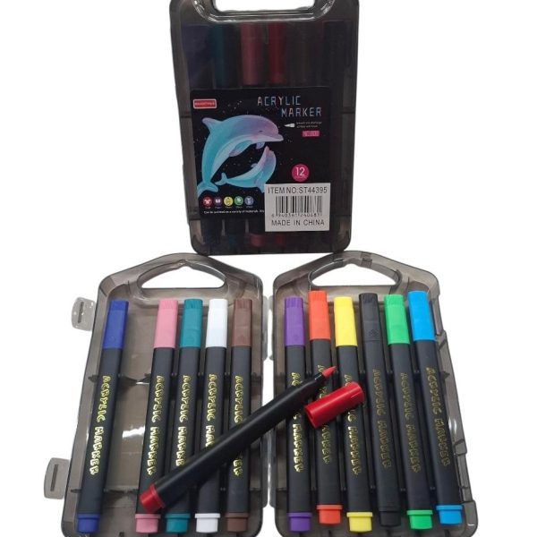 Marcador acrilicos x 12u en estuche plastico- 40681